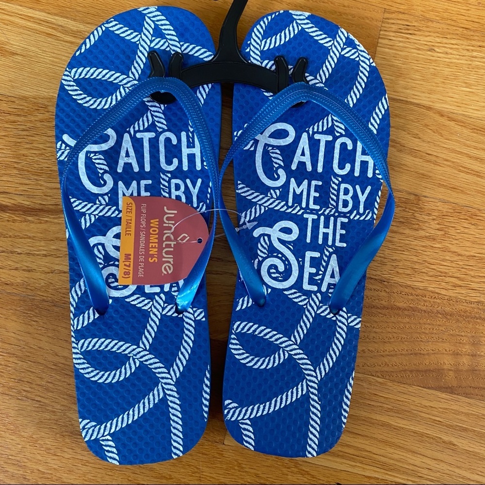"CATCH ME BY THE SEA" | Summer Beachy Flip Flops; Size M(7/8)
